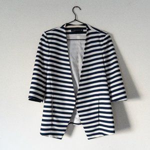 Zara Woman Striped Blue White Blazer XS